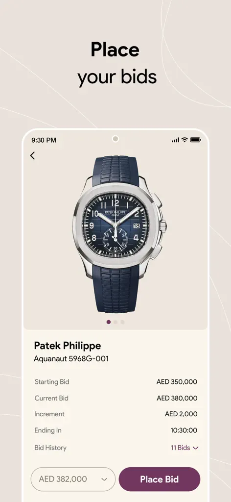 Gavel Auctions place bids interface - Real-time live bidding with WebSocket integration