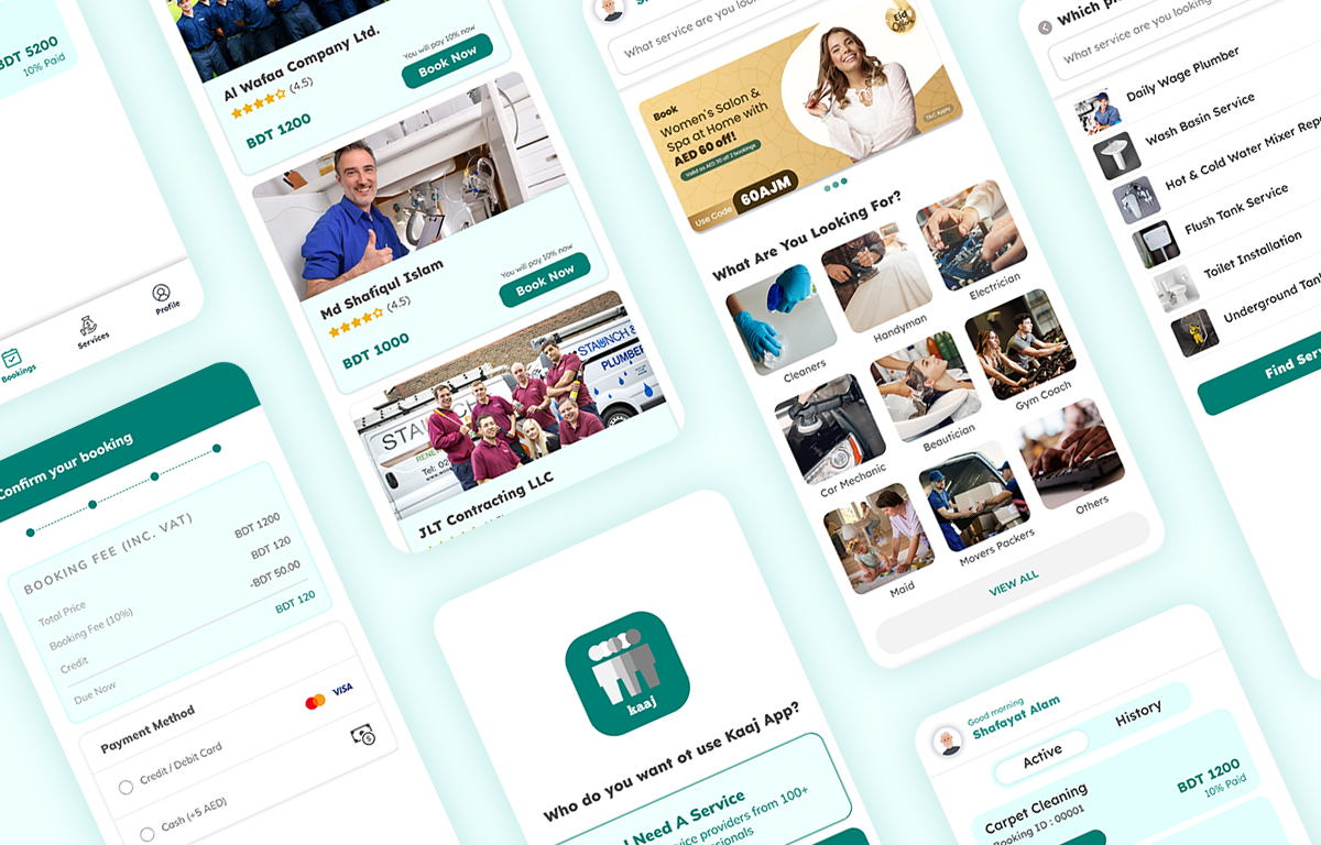 Kaaj Service App UI - Service App Case Study