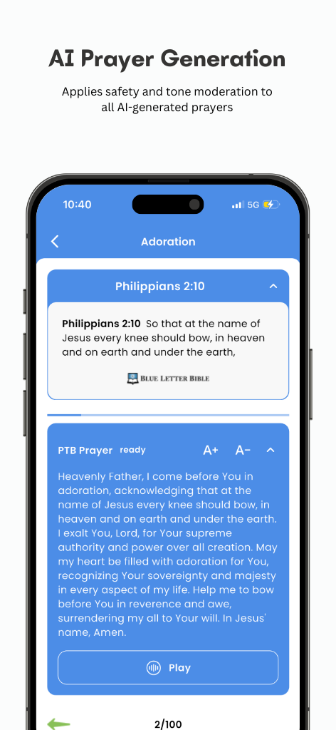 Pray the Bible AI prayer generation - Personalized Scripture-based prayer creation