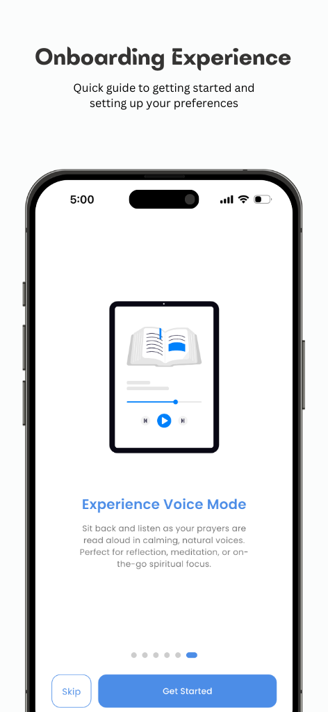 Pray the Bible onboarding screen - Welcome and user setup flow